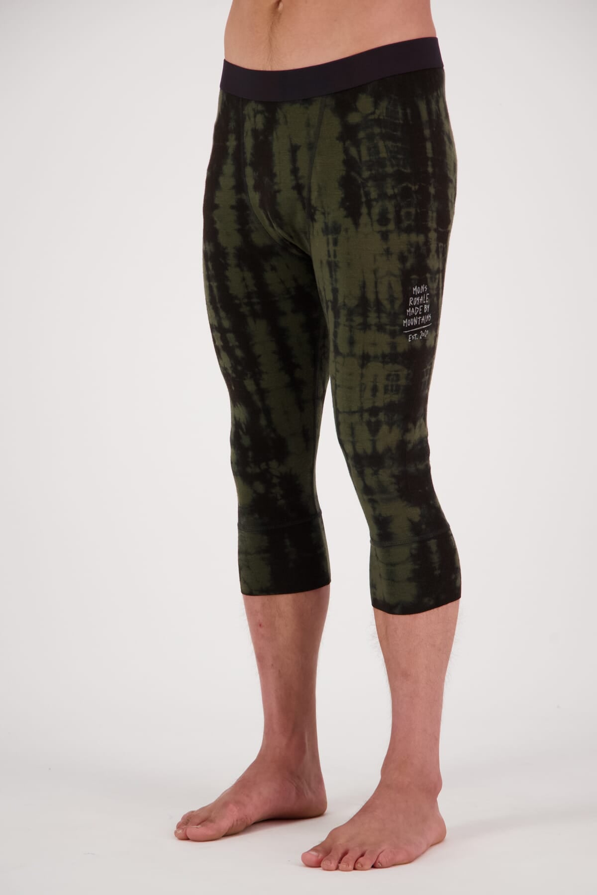 Cascade Merino Flex  3/4 Legging - Olive Tie Dye